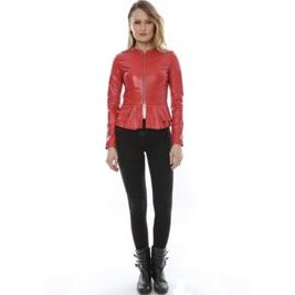 Rote Damen-Lederjacke Mangotti.