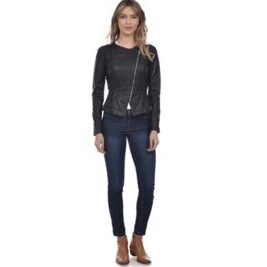 Schwarze Damen-Lederjacke Mangotti