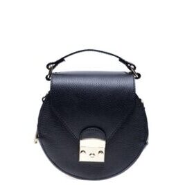 Schwarze Damen Handtasche aus Leder Roberta M